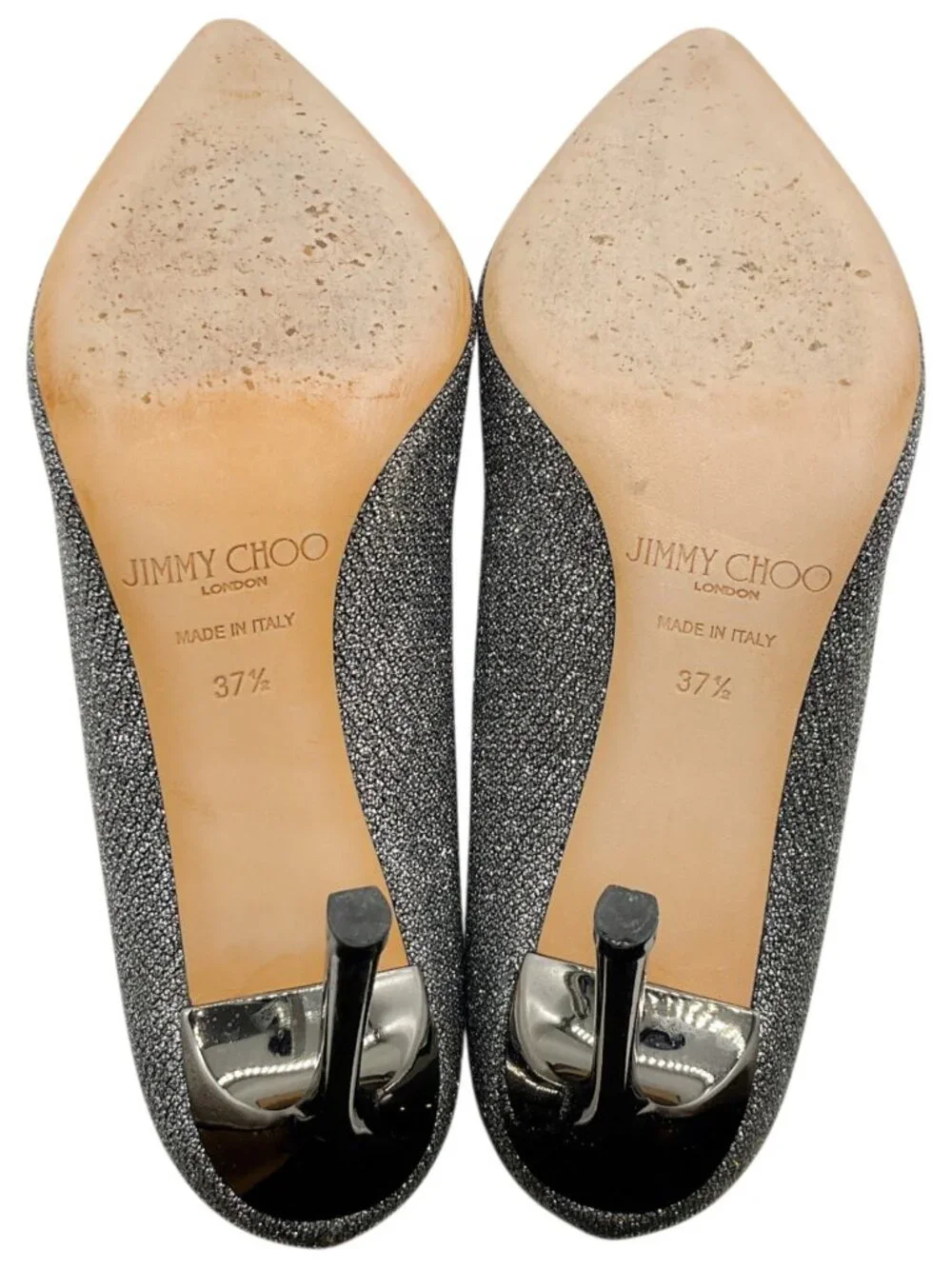 Jimmy Choo Silver Pewter Shimmer Pumps